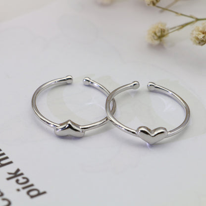 Simple Heart Shape Design Sterling Silver Rings for Women