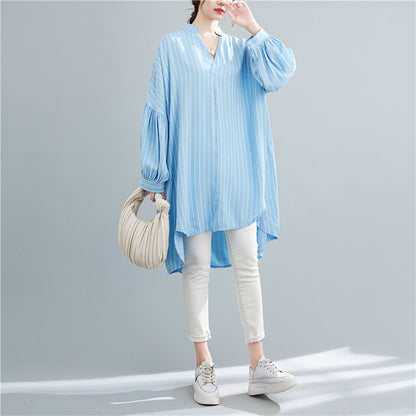 Designed Striped Long Shirts Dresses for Women