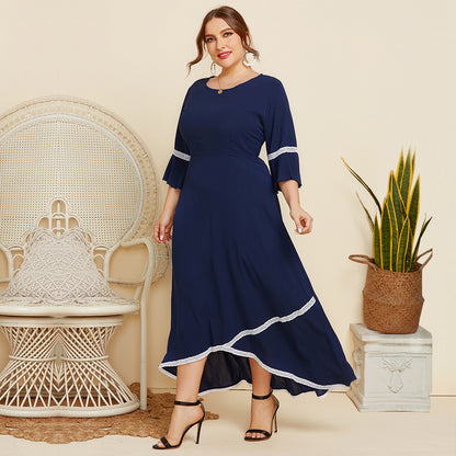 Asymmetrical Designed Blue Women Plus Sizes Dresses