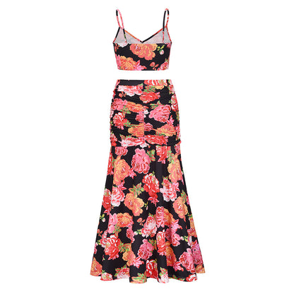 Sexy Floral Split Front Two Pieces Summer Dresses