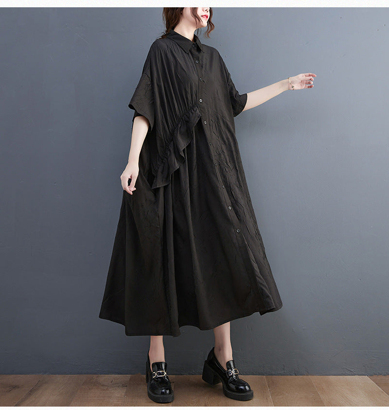 Summer Ruffled Plus Sizes Midi Shirts Dresses