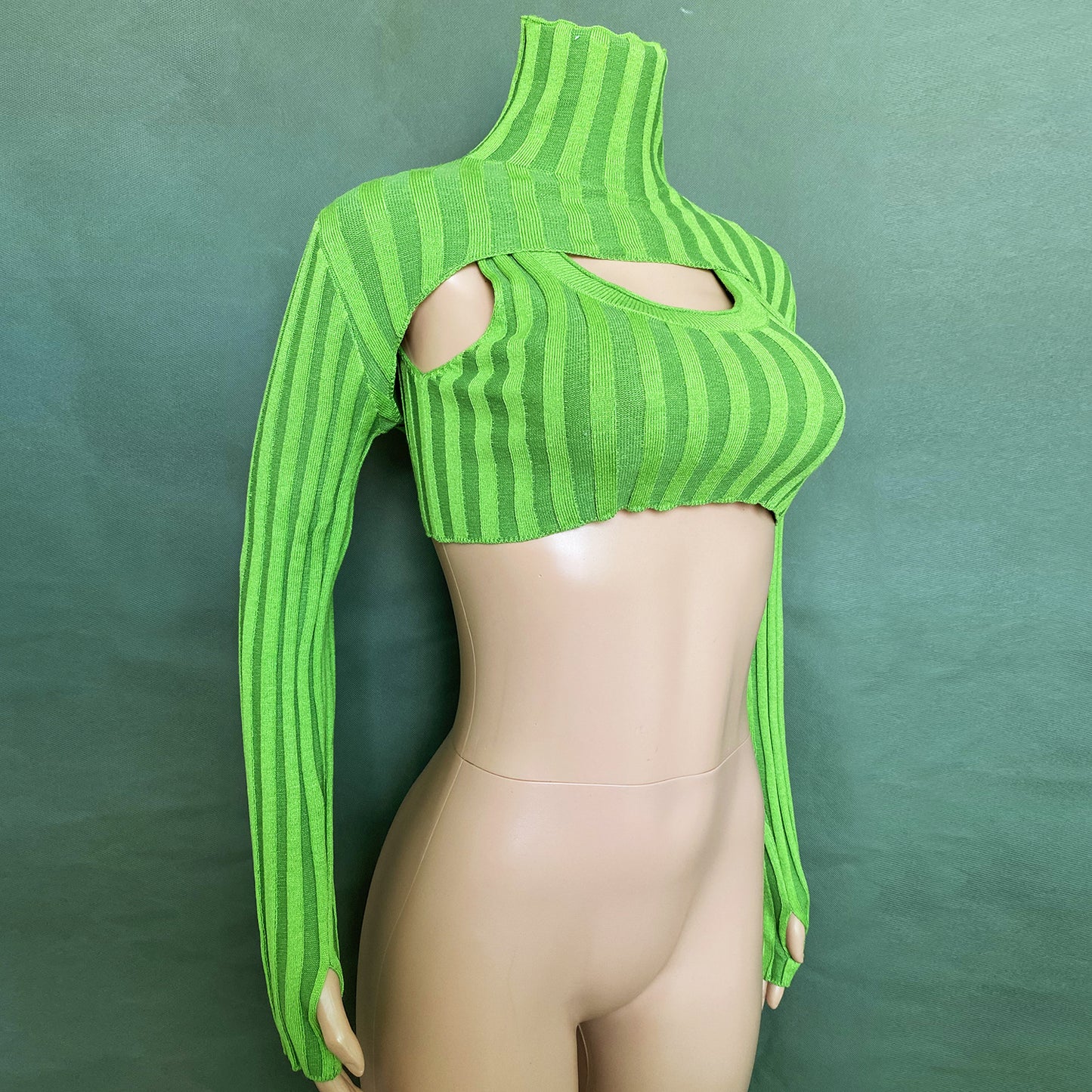 Sexy High Neck Knitting Women Short Tops Suits