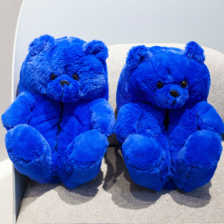 Winter Teddy Bear Plush Slippers