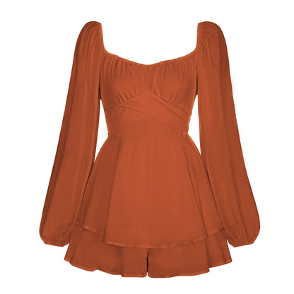 Sexy Square Neckline Long Sleeves Women Mini Dresses