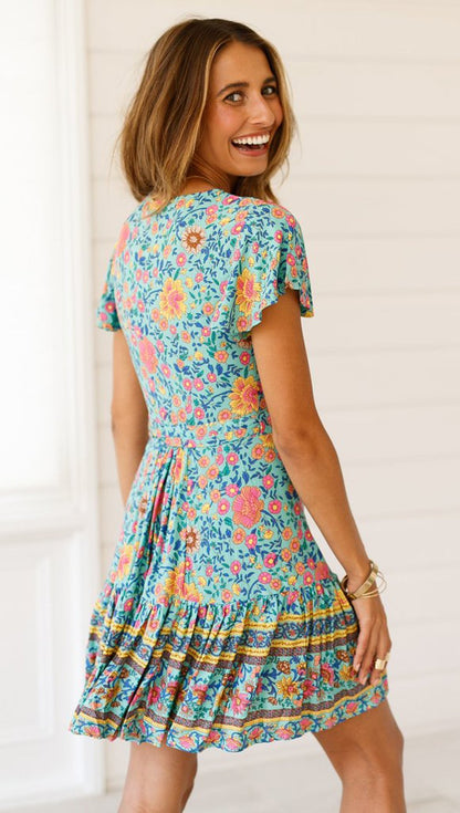 Summer Beach Bohemian Short Dresses-STYLEGOING