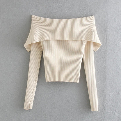 Sexy Off The Shoulder Knitting Long Sleeves Sweaters