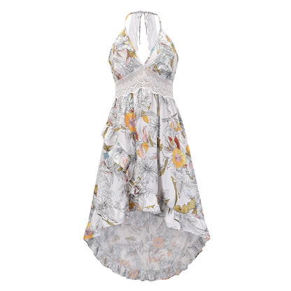 Sexy Halter Backless Summer Beach Lace Dresses