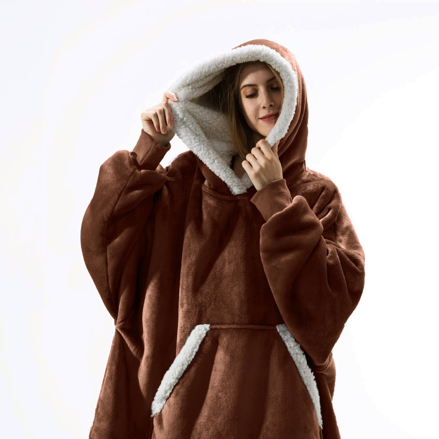 Wearable Fleece Hoodies Sleepwear for Watching TV