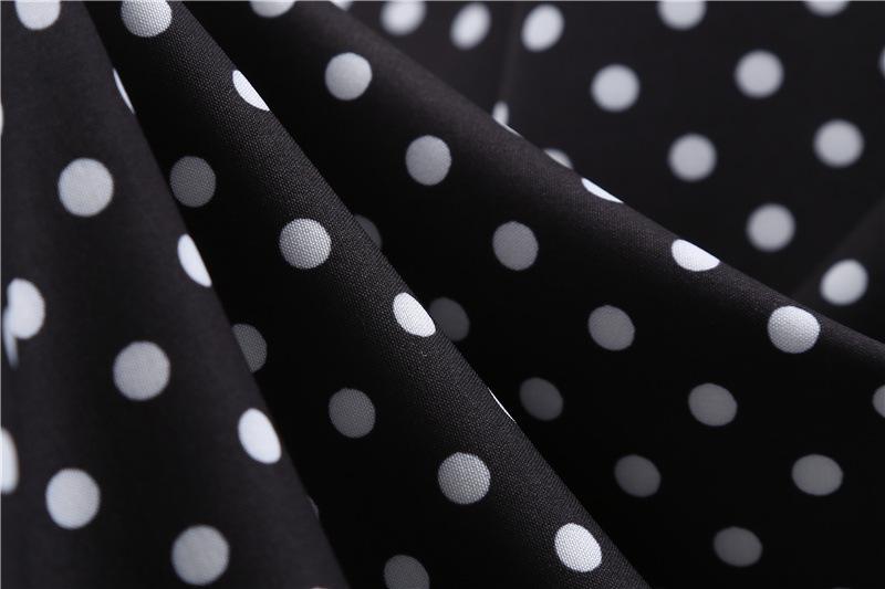 Short Sleeve Square Neckline Print Dot Dresses-STYLEGOING