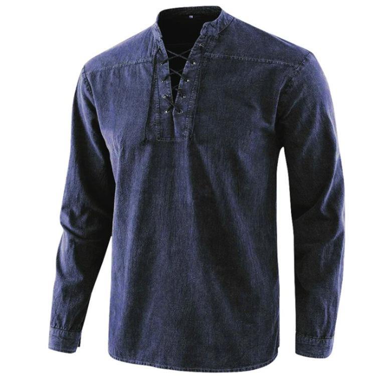 Vintage Men Casual Long Sleeves Shirts-STYLEGOING