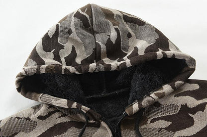 Fashion Camouflage Knitting Cardigan Overcoats for Men