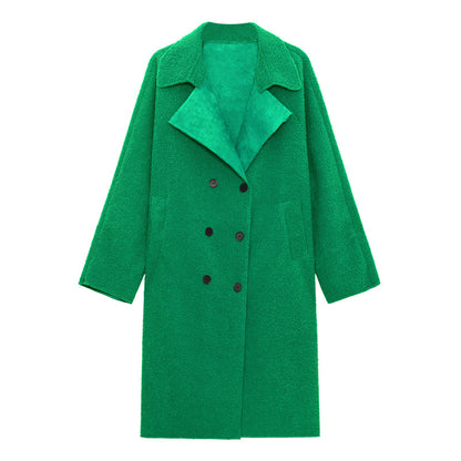 Luxury Plus Sizes Sherpa Peach Velvet Warm Winter Overcoat