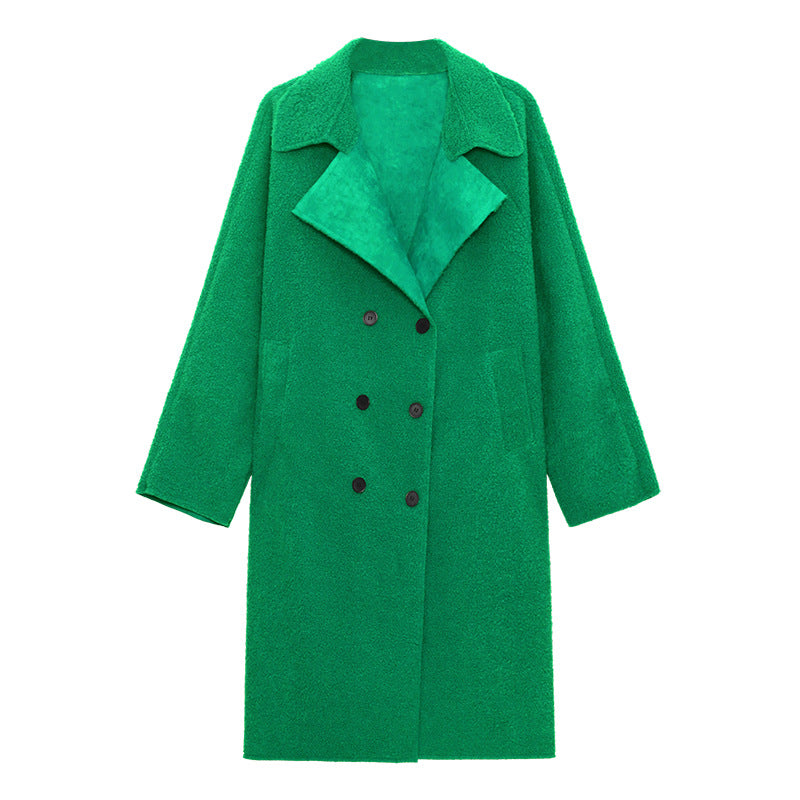 Luxury Plus Sizes Sherpa Peach Velvet Warm Winter Overcoat