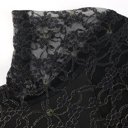 Sexy Black Lace Short Sleeves Party Dresses