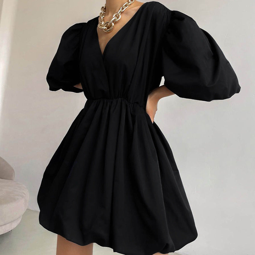 Summer Puff Sleeves Women Mini Dresses