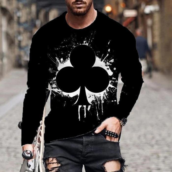 Casual Men Poke Design Long Sleeves T Shirts