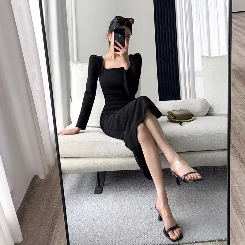 Sexy Square Neckline Long Sleeves Party Dresses