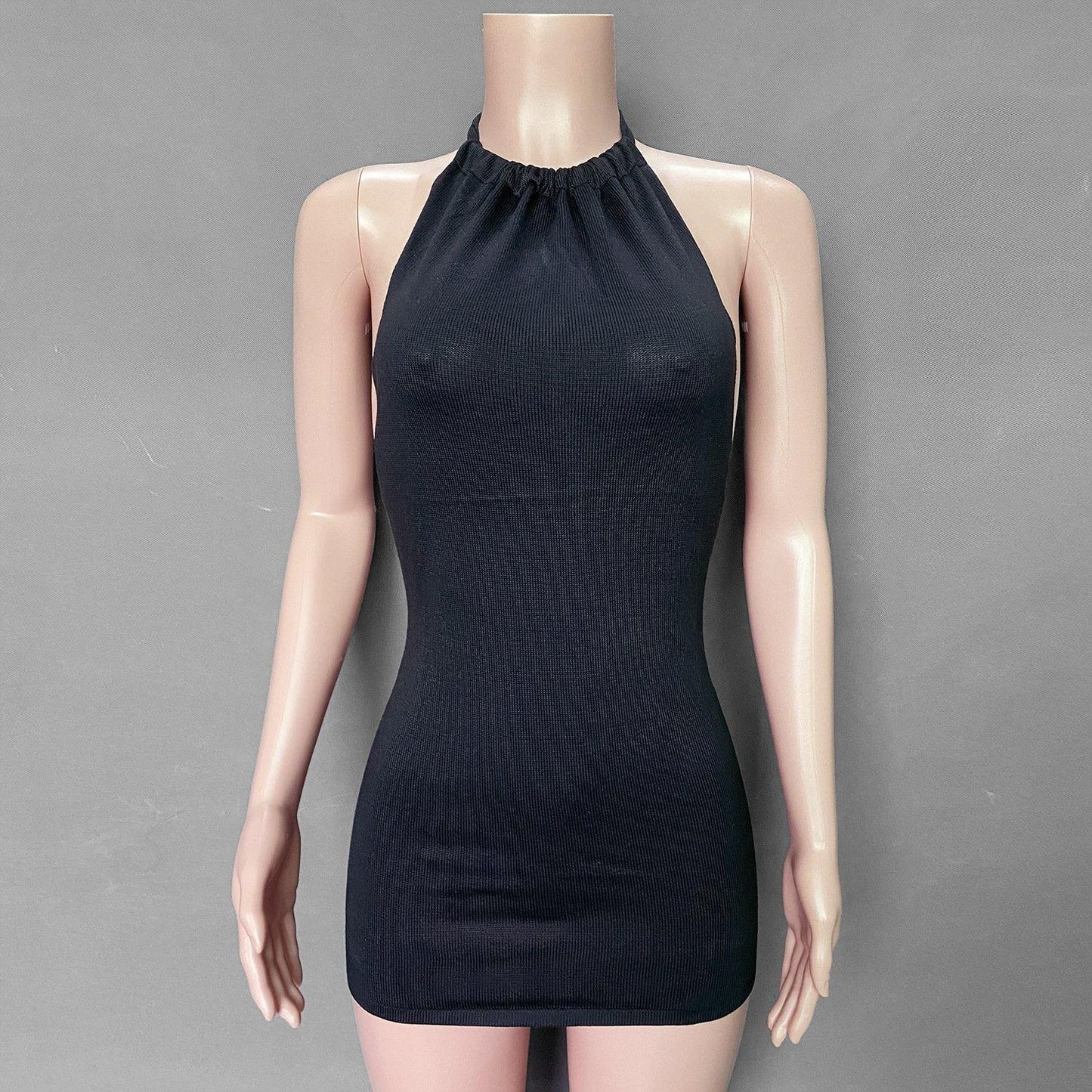 Holiday Sheath Halter Knitting Dresses-STYLEGOING