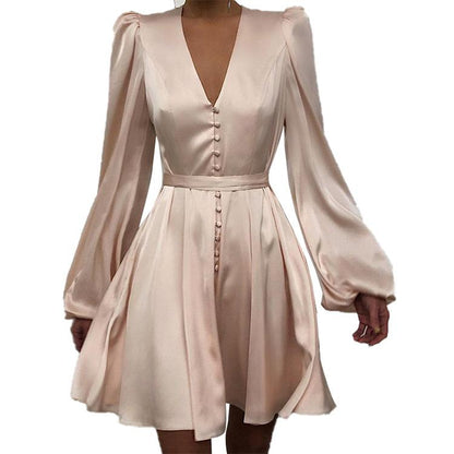 Women Long Sleeves Slim Mini Dresses-STYLEGOING