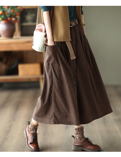 Vintage Elastic Waist Wide Legs Pants for Women