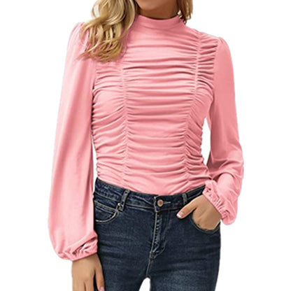 Spring High Neck Women Tight Long Sleeves T Shirts