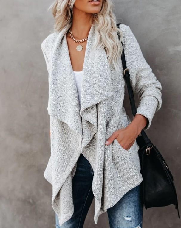Casual Pocket Midi Length Fall Overcoat-STYLEGOING