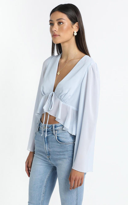 Sexy Women Summer Chiffon Deep V Neck Shirts--Free Shipping at meselling99