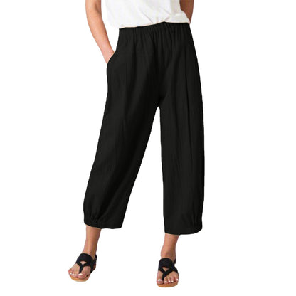 Loose High Waist Cropped Wide Legs Pants