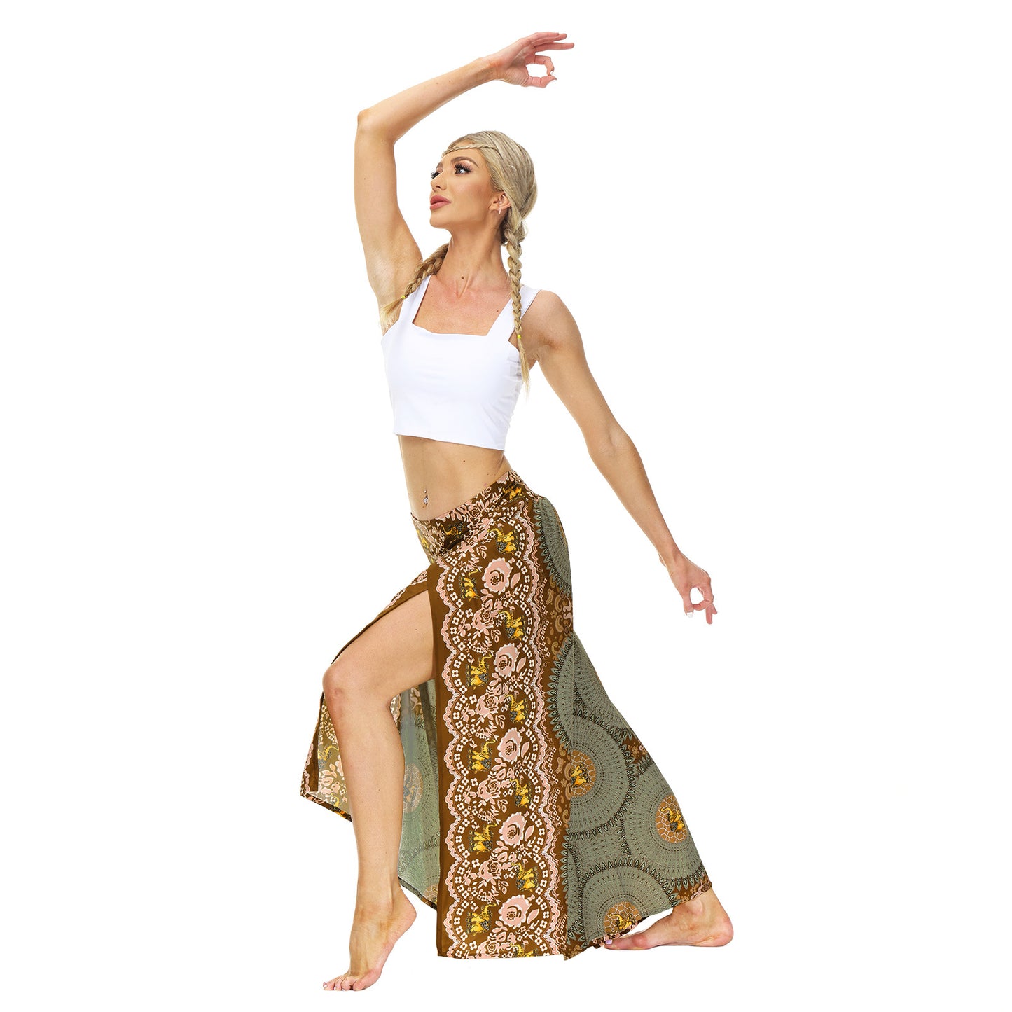 Casual Floral Print Women Yoga Loose Pants