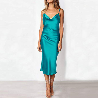 Sexy Slim Waist Party Suspender Strap Long Dresses