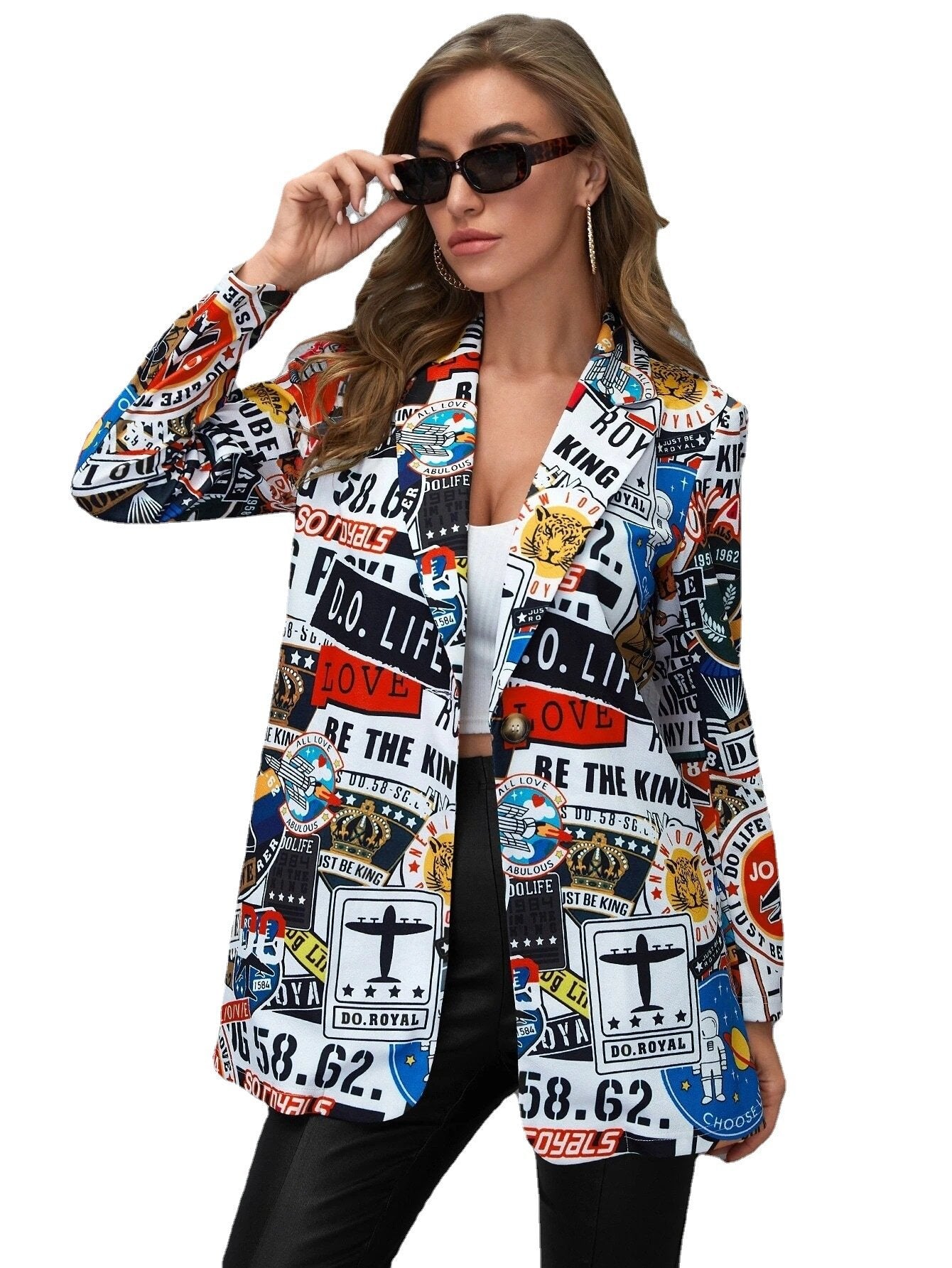 Unfixed Animal/Letter Print Women Blazers-STYLEGOING