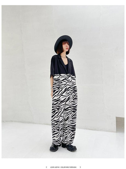 Casual Zebra Print Summer Jumpsuits-STYLEGOING