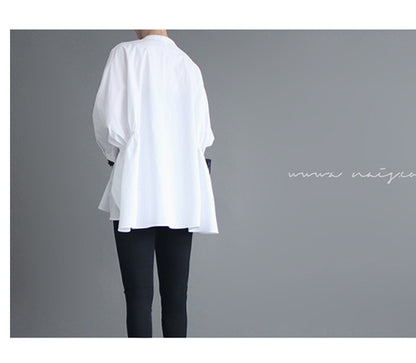 Women Irregular 3/4 Length Sleeves White Shirts