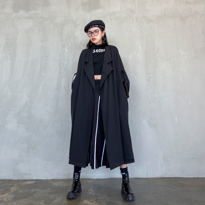 Vintage Cotton Plus Sizes Black Overcoats for Women