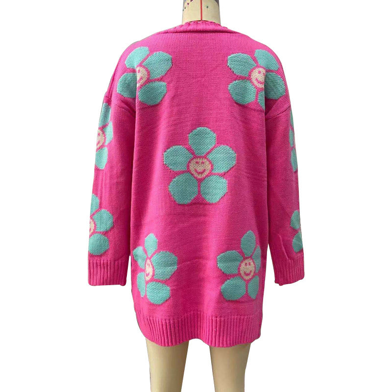 Casual Sweetheart Flower Knitting Cardigan Sweaters