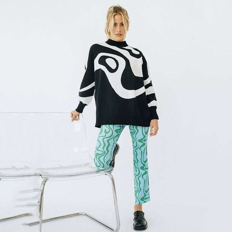 Women Round Neck Knitting Pullover Sweaters