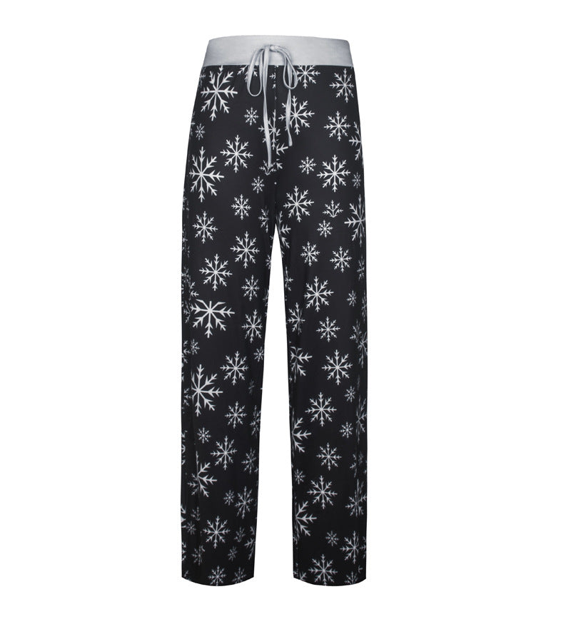 Casual Merry Christmas Wide Legs Pants for Women
