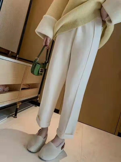 Casual High Waist Winter Knitting Harem Wide Legs Pants