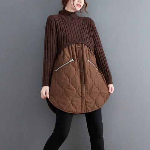 Women High Neck Winter Knitting Pullover Overcoat