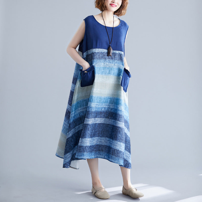 Blue Sleeveless Long Cozy Dresses
