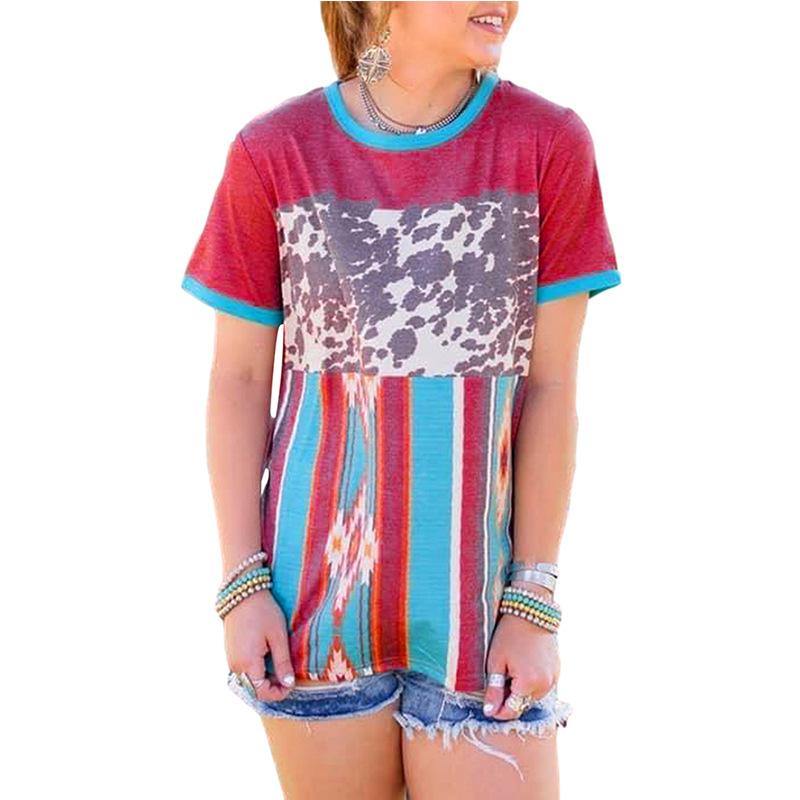 Women Summer Bohemian Short T-Shirts-STYLEGOING
