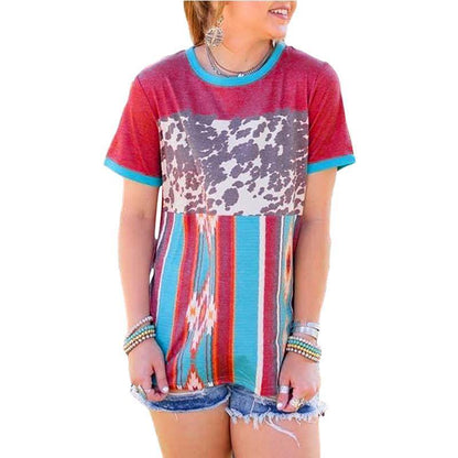 Women Summer Bohemian Short T-Shirts-STYLEGOING