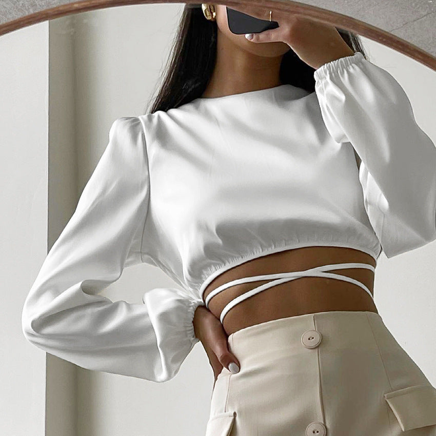 Sexy Designed Midriff Baring Backless Summer Women Tops