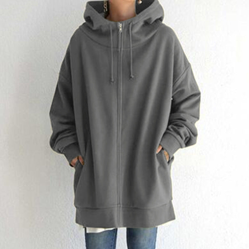 Women Plus Sizes Zipper Velvet Hoodies