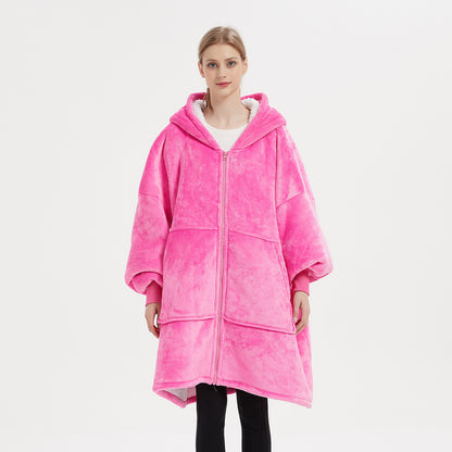 Warm Thick Plus Sizes Wearable Fleece Throw Blanket for Couple
