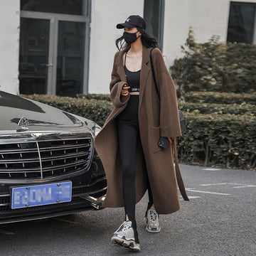 Luxury Vintage Plus Sizes Long Knitted Overcoats