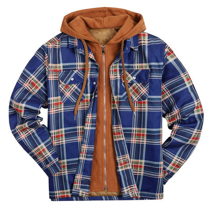 Plaid Winter Hoodies Jacket Outerwear for Men