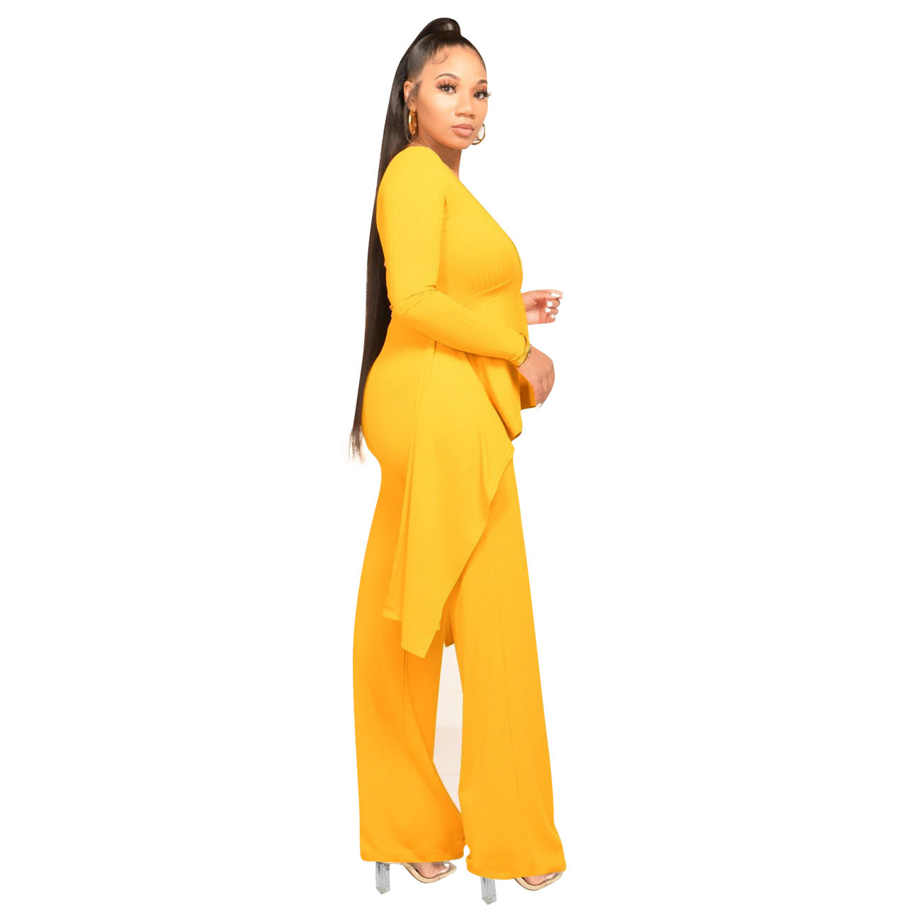 Sexy Yellow Fake Two Pieces Women Jumpsuits