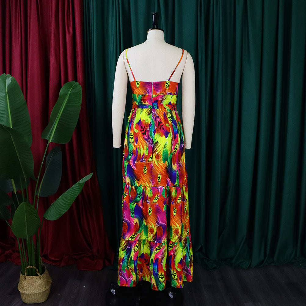 Sexy Floral Print Summer Long Holiday Dresses