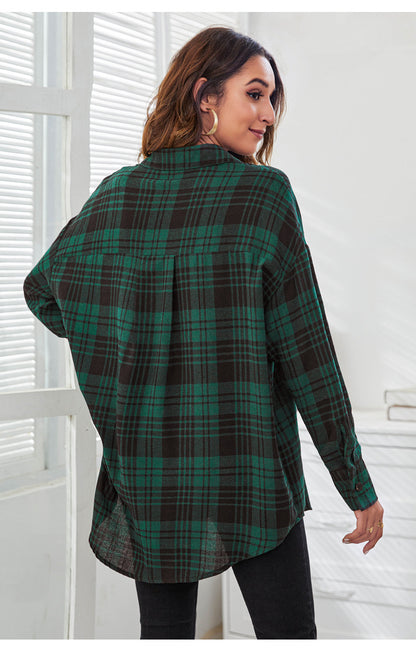 Casual Plaid Design Long Sleeves Shirts for Women
